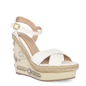 VENUS White Embellished Wedge Sandals